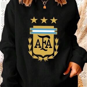 FA Black Sweatshirt with Gold AFA Crest and Light Blue Stripe